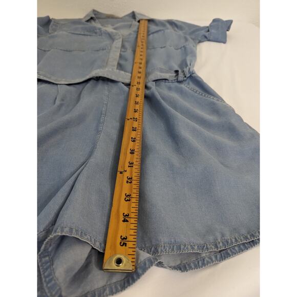 All Saints Jada Playsuit Romper Size 10 Lyocell Belt Chambray Shorts Pockets - Picture 7 of 12